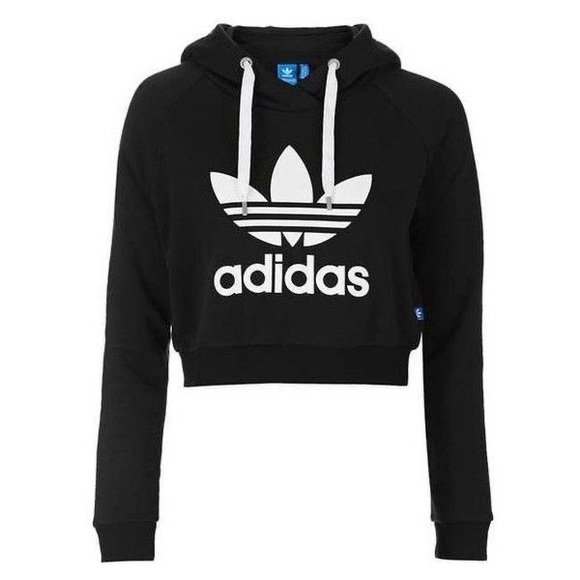 [SOLD] Adidas Logo Crop Black Hoodie (size xs) - Picture 3 of 5